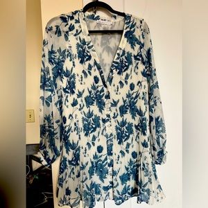 Lulu white floral printed button up dress